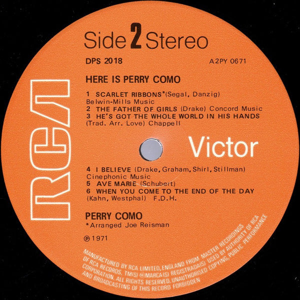 Perry Como : Here Is Perry Como (2xLP, Comp)