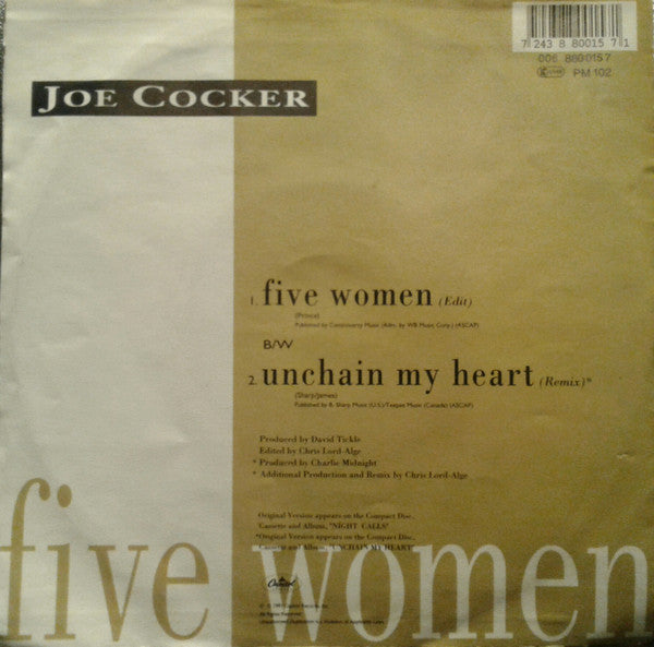 Joe Cocker : Five Women / Unchain My Heart (7", Single)