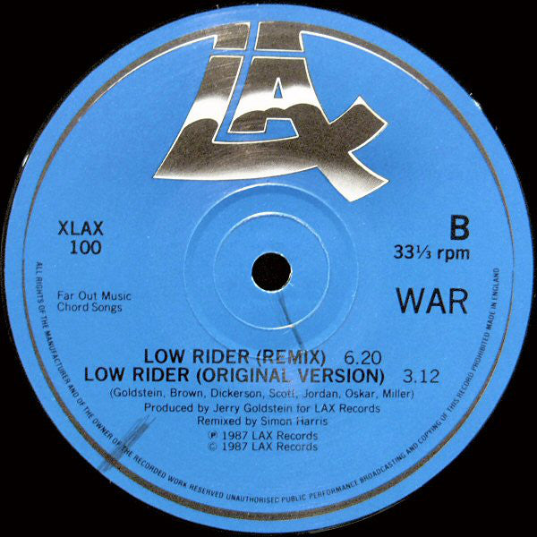 War : Low Rider (Remix) (12", Single)
