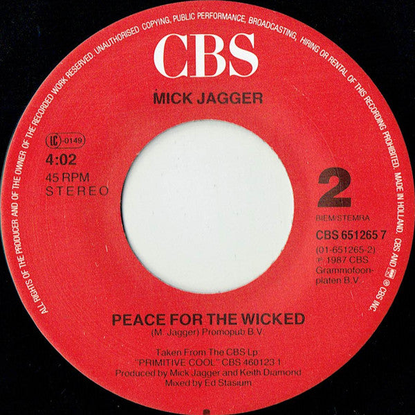 Mick Jagger : Throwaway (7", Single)