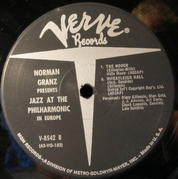 Dizzy Gillespie / J.J. Johnson / Stan Getz / Leo Wright / Art Davis / Chuck Lampkin / Lalo Schifrin / Candido : Jazz At The Philharmonic In Europe (LP, Album, Mono)