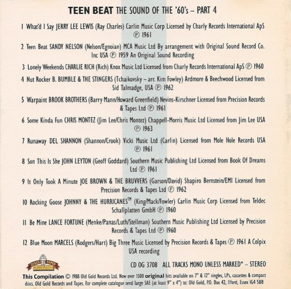 Various : Teen Beat - The Sound Of The '60's - Part 4 (CD, Comp)
