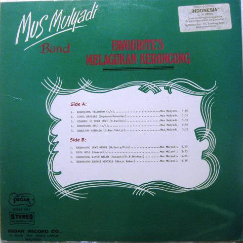 Favourite's Group / Mus Mulyadi : Lagu Keroncong (LP, Album)