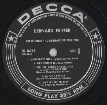 The Bernard Peiffer Trio : The Astounding Bernard Peiffer/Presenting The Bernard Peiffer Trio (LP, Album, Mono)