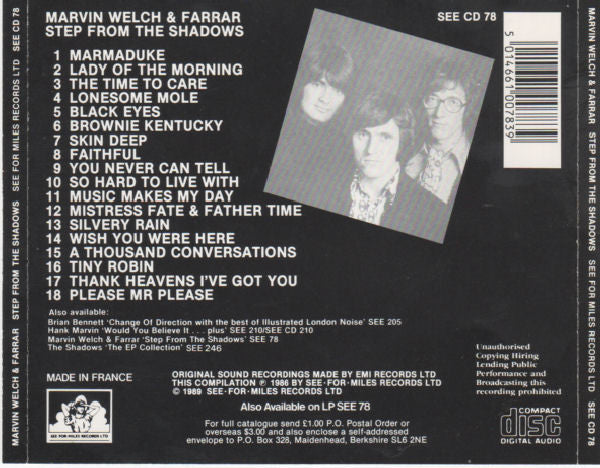 Marvin, Welch & Farrar : Step From The Shadows (CD, Comp)