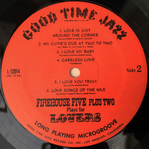 Firehouse Five Plus Two : Plays For Lovers (LP, Album, Mono)