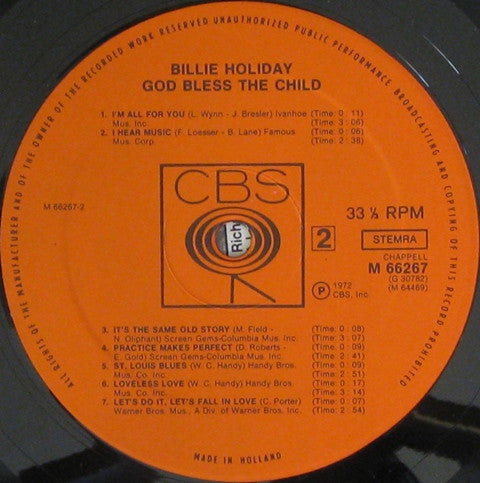 Billie Holiday : God Bless The Child (2xLP, Comp, Gat)