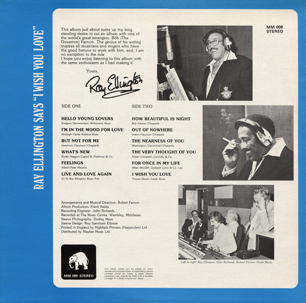 Ray Ellington With The Robert Farnon Orchestra* : I Wish You Love (LP, Album)