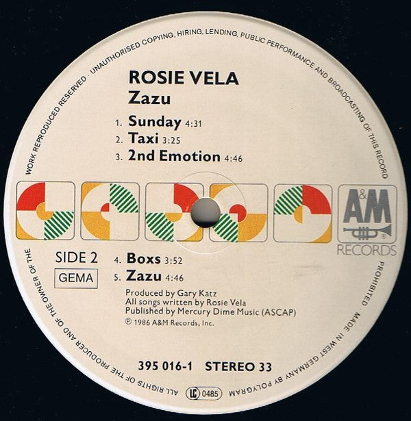 Rosie Vela : Zazu (LP, Album)