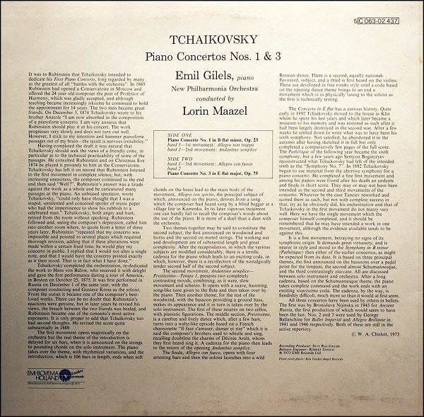 Pyotr Ilyich Tchaikovsky / Emil Gilels / New Philharmonia Orchestra / Lorin Maazel : Piano Concertos: No. 1 In B Flat Minor / No. 3 In E Flat (LP, Album)