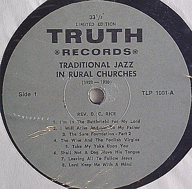 Various : Traditional Jazz In Rural Churches (1928-1930) (LP, Comp, Ltd)