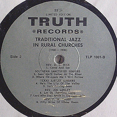 Various : Traditional Jazz In Rural Churches (1928-1930) (LP, Comp, Ltd)