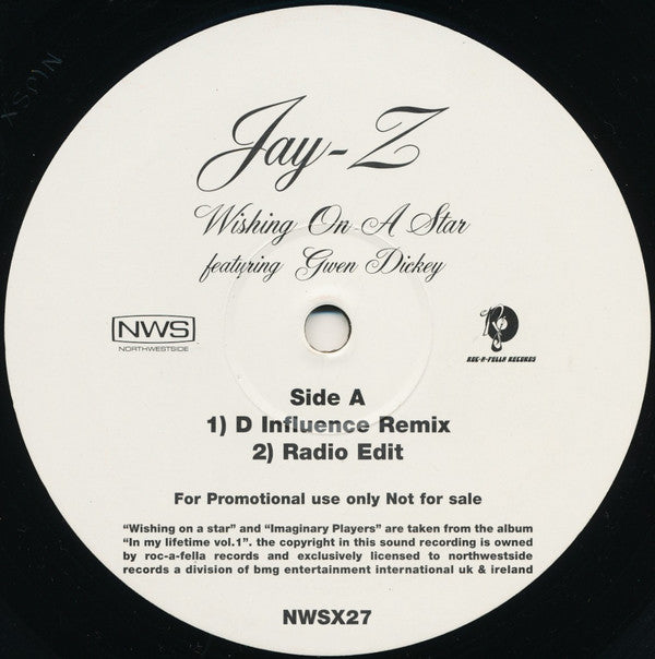 Jay-Z Featuring Gwen Dickey : Wishing On A Star (12", Promo)