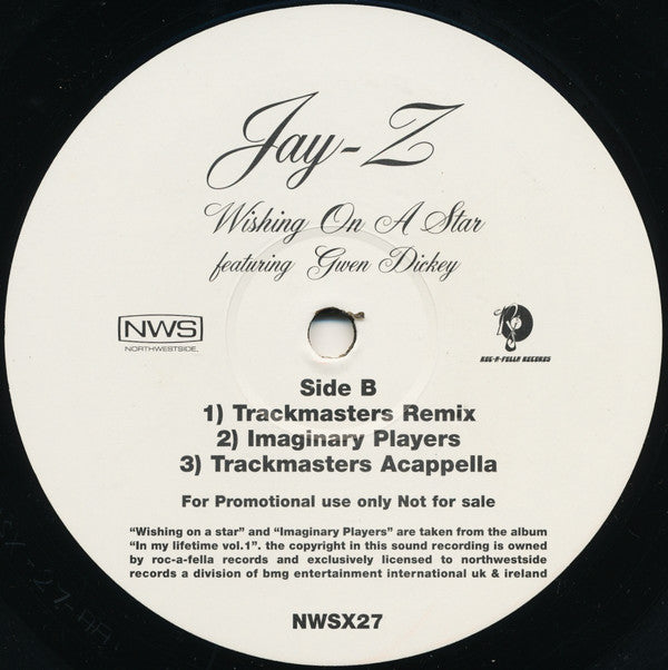 Jay-Z Featuring Gwen Dickey : Wishing On A Star (12", Promo)