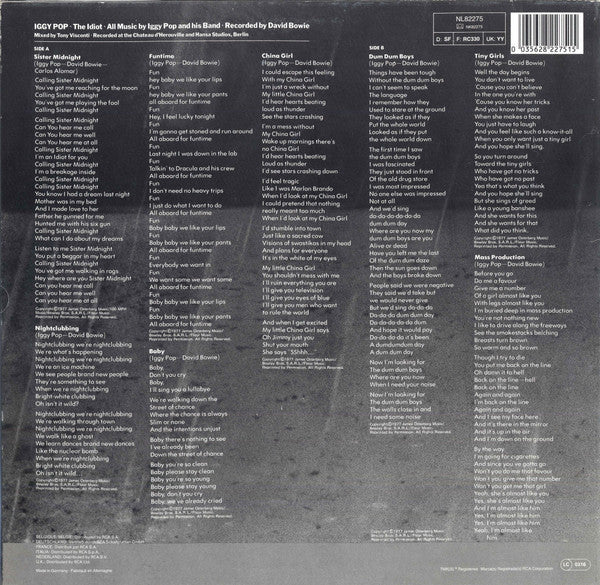 Iggy Pop : The Idiot (LP, Album, RE)