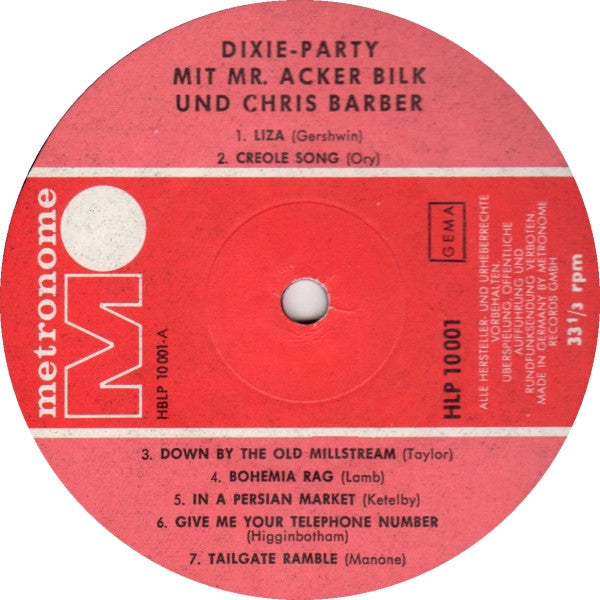 Acker Bilk Und Chris Barber : Dixie-Party Mit Mr. Acker Bilk Und Chris Barber (LP, Comp, Mono)