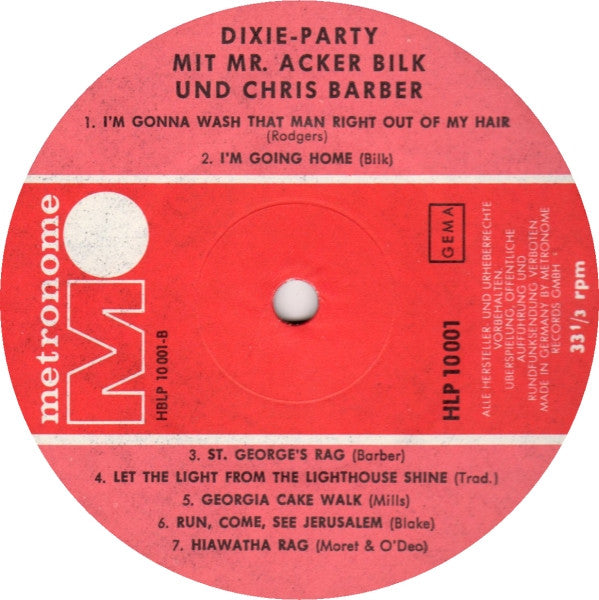 Acker Bilk Und Chris Barber : Dixie-Party Mit Mr. Acker Bilk Und Chris Barber (LP, Comp, Mono)