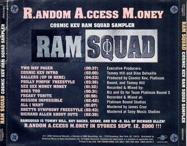 Ram Squad : Cosmic Kev Ram Squad Sampler (CD, Promo, Smplr)