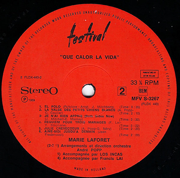 Marie Laforêt : Album 5 "Que Calor la Vida" (LP, Album)