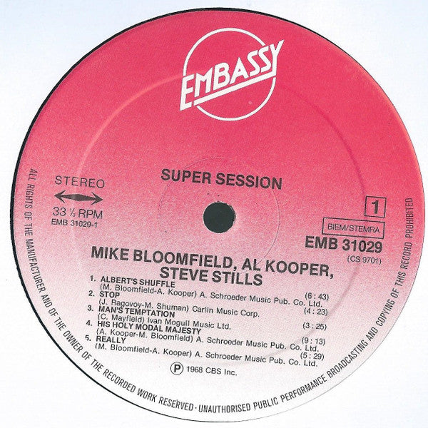 Mike Bloomfield / Al Kooper / Steve Stills* : Super Session (LP, Album, RE)