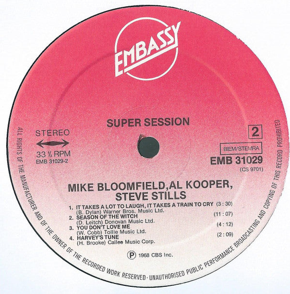 Mike Bloomfield / Al Kooper / Steve Stills* : Super Session (LP, Album, RE)