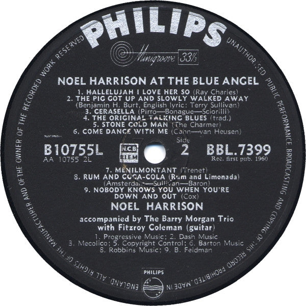 Noel Harrison : Noel Harrison At The Blue Angel (LP)