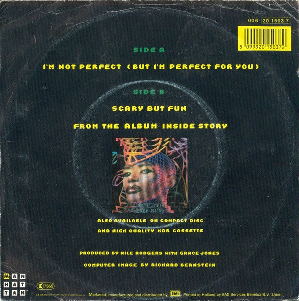 Grace Jones : I'm Not Perfect (But I'm Perfect For You) (7", Single)