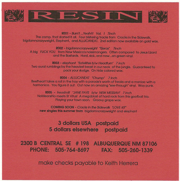 Various : Burnt... Yeah!!! Vol. 1 (7", Comp, RP, Gol)