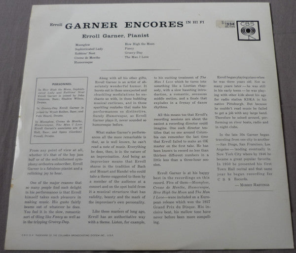 Erroll Garner : Encores In Hi Fi (LP, Album)