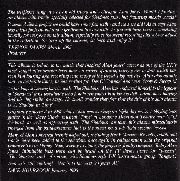 Alan Jones (4) : A Shadow In Time (CD, Album)