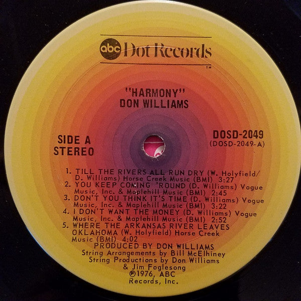 Don Williams (2) : Harmony (LP, Album, San)