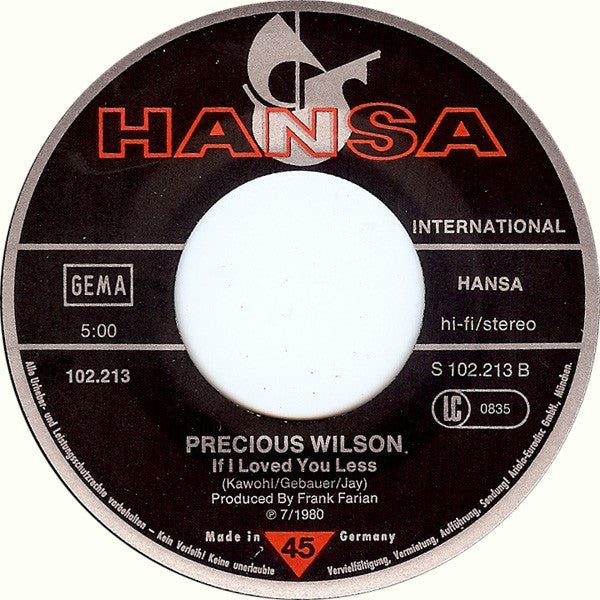Precious Wilson : Cr-Cr-Cr-Cry To Me (7", Single)