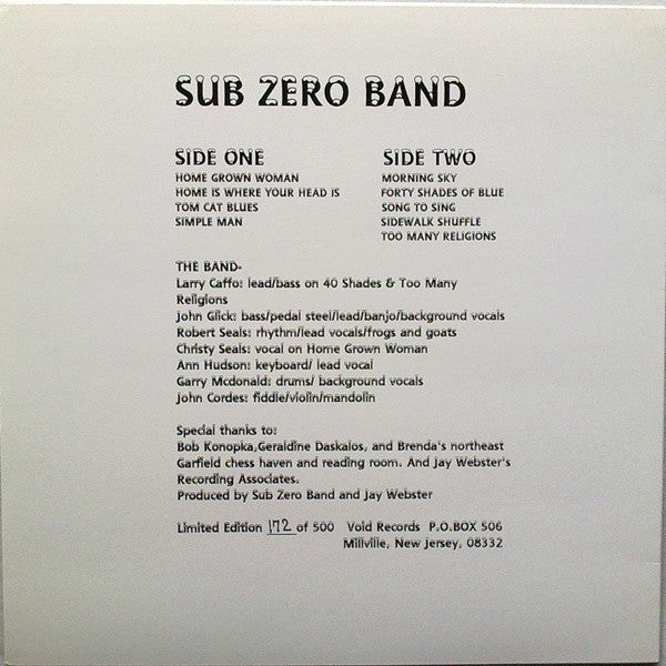 Sub Zero Band : Sub Zero Band (LP, Album, Ltd, RE)