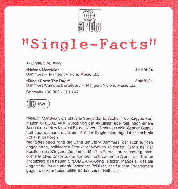 The Special AKA : Nelson Mandela (7", Single)