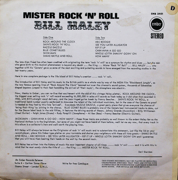 Bill Haley And His Comets : Mister Rock 'N' Roll (LP, Comp)