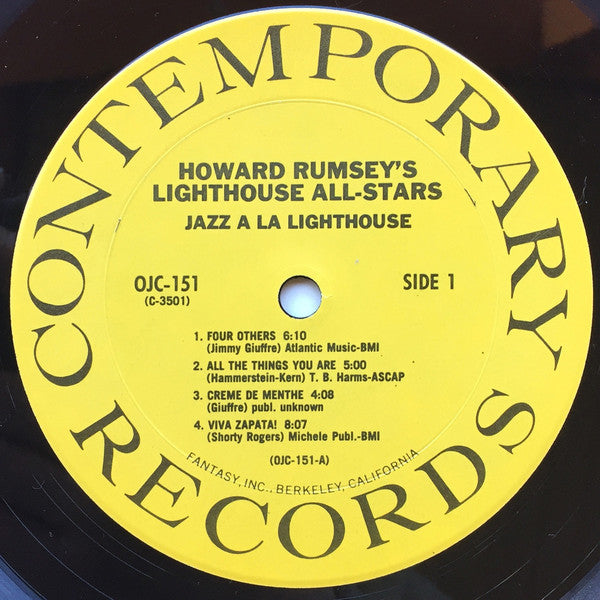 Howard Rumsey's Lighthouse All-Stars : Sunday Jazz A La Lighthouse, Vol. 1 (LP, Album, RE)