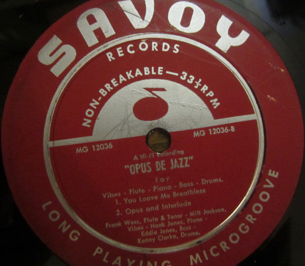 Milt Jackson, Frank Wess, Kenny Clarke, Hank Jones, Eddie Jones : Opus De Jazz (LP, Album, Mono, Dee)