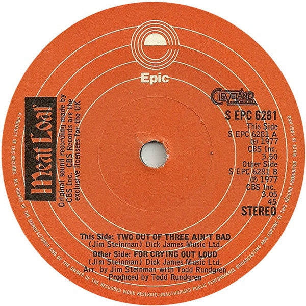 Meat Loaf : Two Out Of Three Ain't Bad (7", Single)