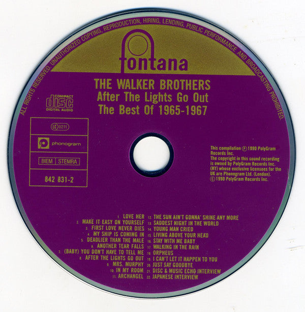 The Walker Brothers : After The Lights Go Out - The Best Of 1965-1967 (CD, Comp)