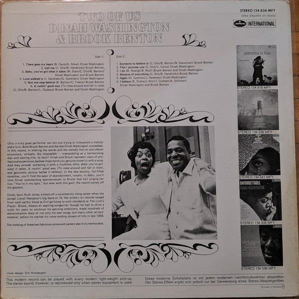 Dinah Washington & Brook Benton : Two Of Us (LP, Album, RE)