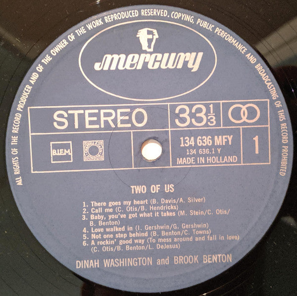 Dinah Washington & Brook Benton : Two Of Us (LP, Album, RE)