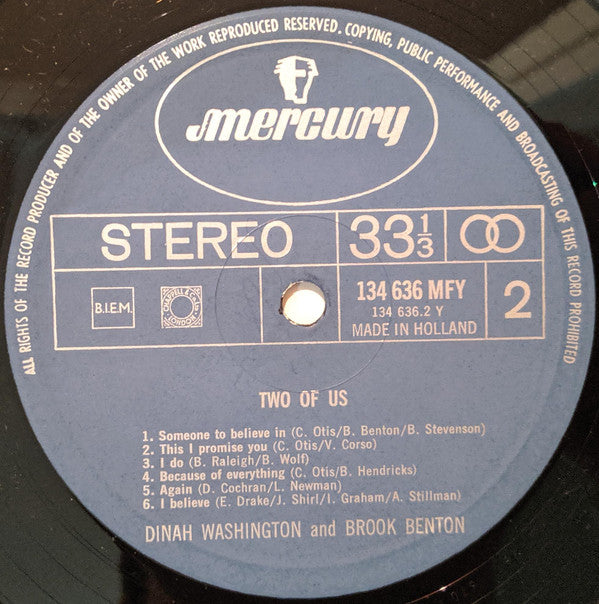 Dinah Washington & Brook Benton : Two Of Us (LP, Album, RE)