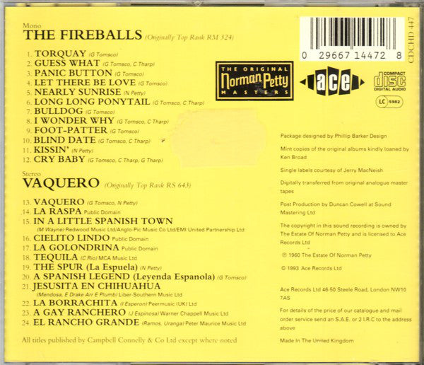 The Fireballs : The Fireballs / Vaquero (CD, Album, Comp)