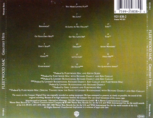 Fleetwood Mac : Greatest Hits (CD, Comp, Sin)