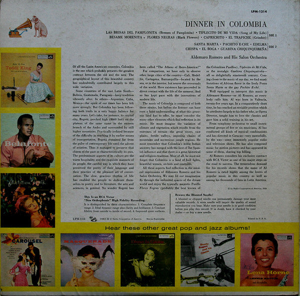 Aldemaro Romero And His Salon Orchestra : Dinner In Colombia (LP, Album)