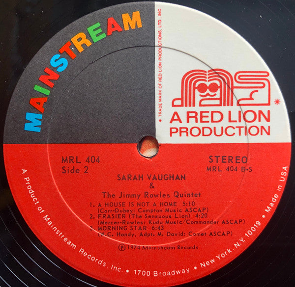 Sarah Vaughan & The Jimmy Rowles Quintet : Sarah Vaughan & The Jimmy Rowles Quintet (LP, Album)