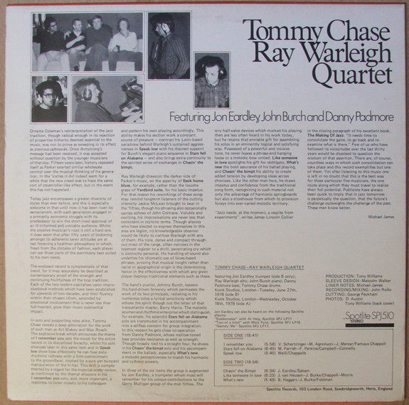 Tommy Chase—Ray Warleigh Quartet Featuring Jon Eardley : One Way (LP, Album)