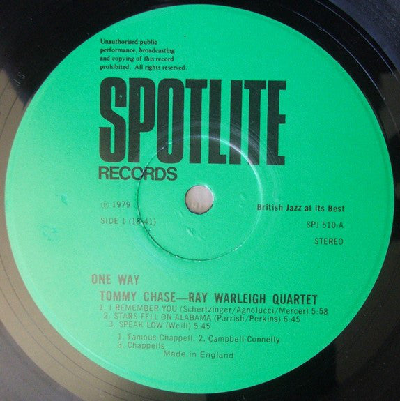 Tommy Chase—Ray Warleigh Quartet Featuring Jon Eardley : One Way (LP, Album)
