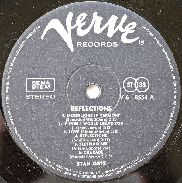 Stan Getz : Reflections (LP, Album)