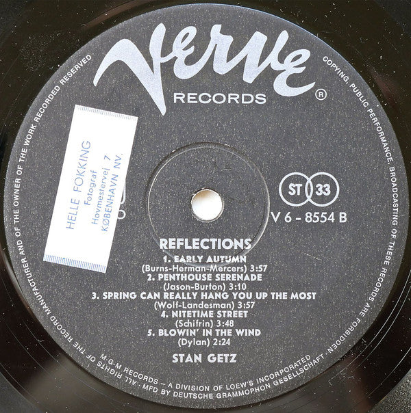 Stan Getz : Reflections (LP, Album)